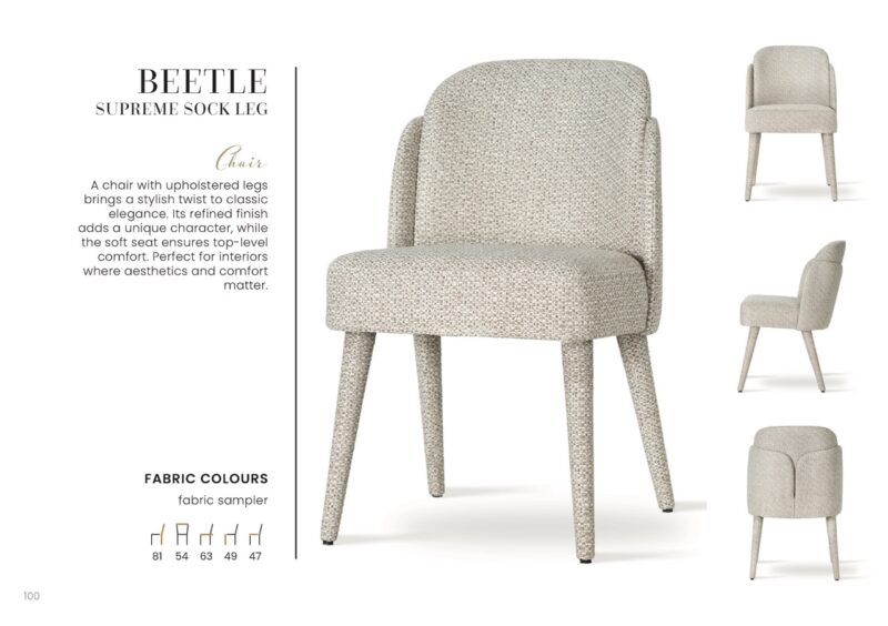 BEETLE SUPREME SOCK étkezőszék | táskarugós étkezőszék, választható szövet / lábszín